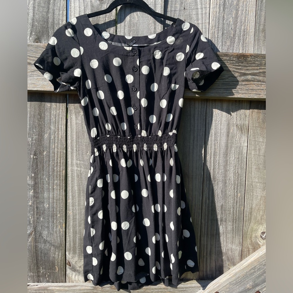 Divided Black and White Polka Dot Mini Dress Size 4